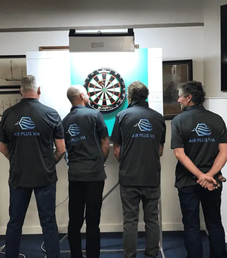 Four Air Plus WA team members in branded shirts