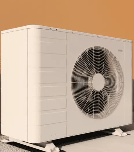 Air conditioner outdoor unit on a concrete pad